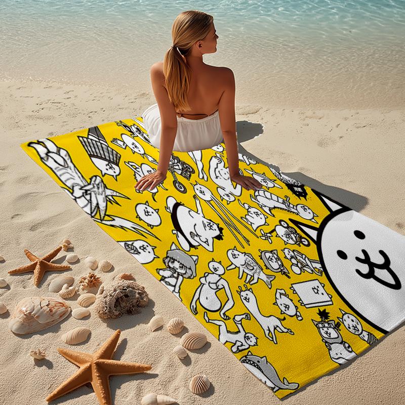 proof beach towel with a The Battle Cats pattern - soft,absorbent,quick-drying,machine washable - perfect for swimming,camping,bathing