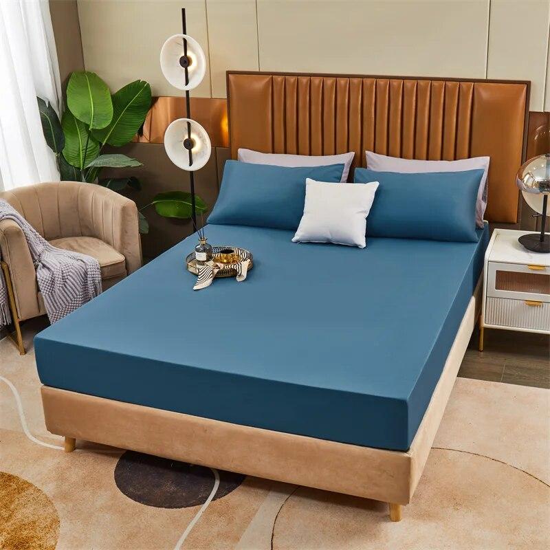 Длинноволокнистая хлопчатобумажная простыня 50-х годов, однотонное покрывало на резинке, постельное белье, простыни Queen King Size, простыня