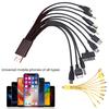 10-in-1 Multi-Device Charging Cable 23cm PVC Tangle-Free Cord Universal High Toughness Data Cable for Most Phone