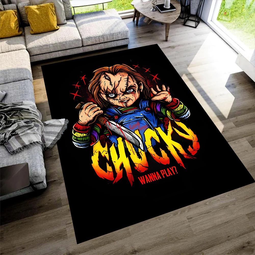 Chucky's Rainbow Horror Floor Mat Perfect for Playrooms Kitchen Entryway Bedrooms Antislip Carpet Anime Office Decor