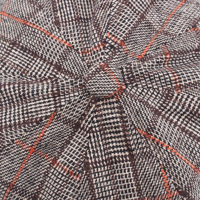 Beret Female Plaid Painter Hat Tide Korean Cap Art Fan Versatile Japanese Plaid Octagonal Hat