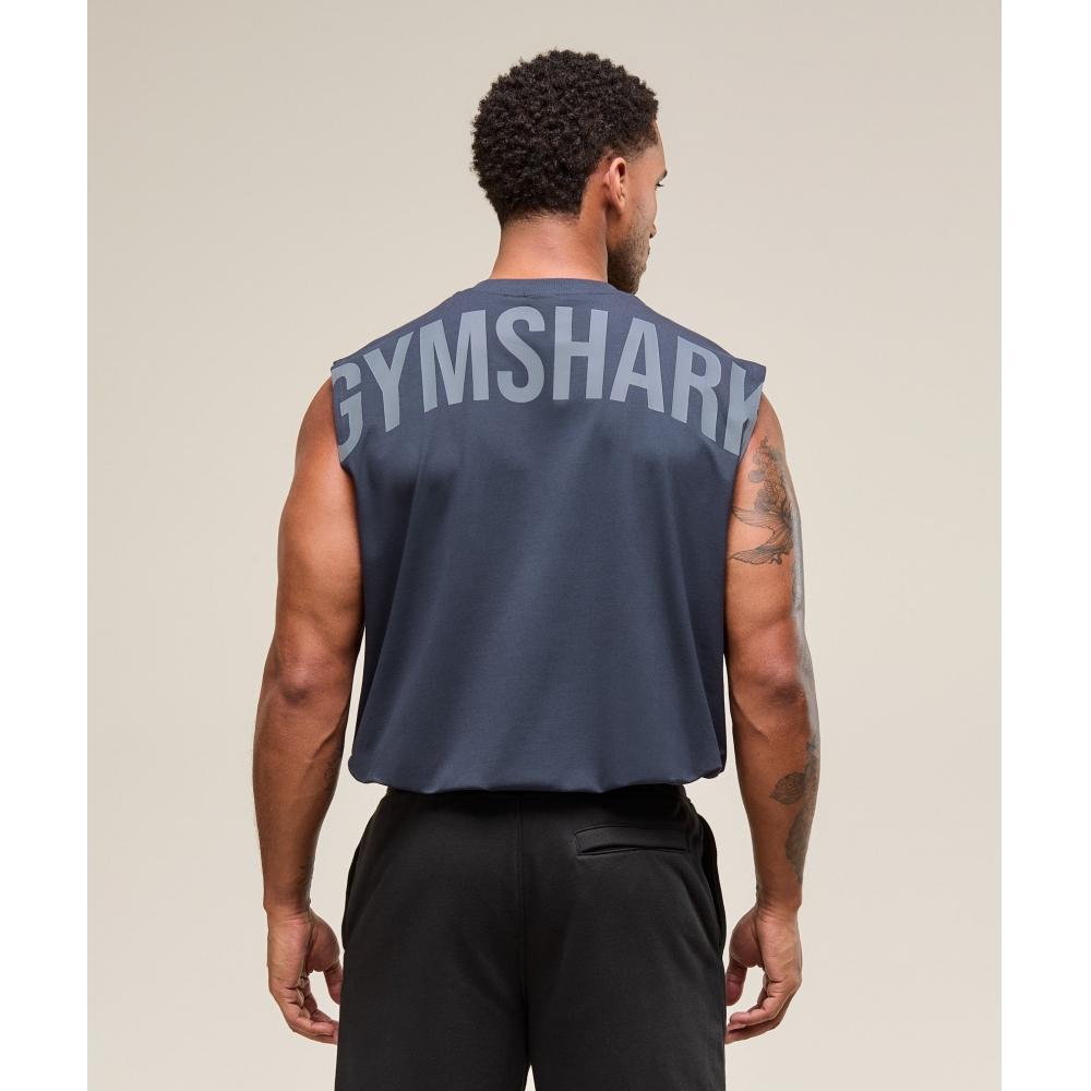 Gymshark Отключение питания Танк Тяжелый Синий A2c9m Uctn