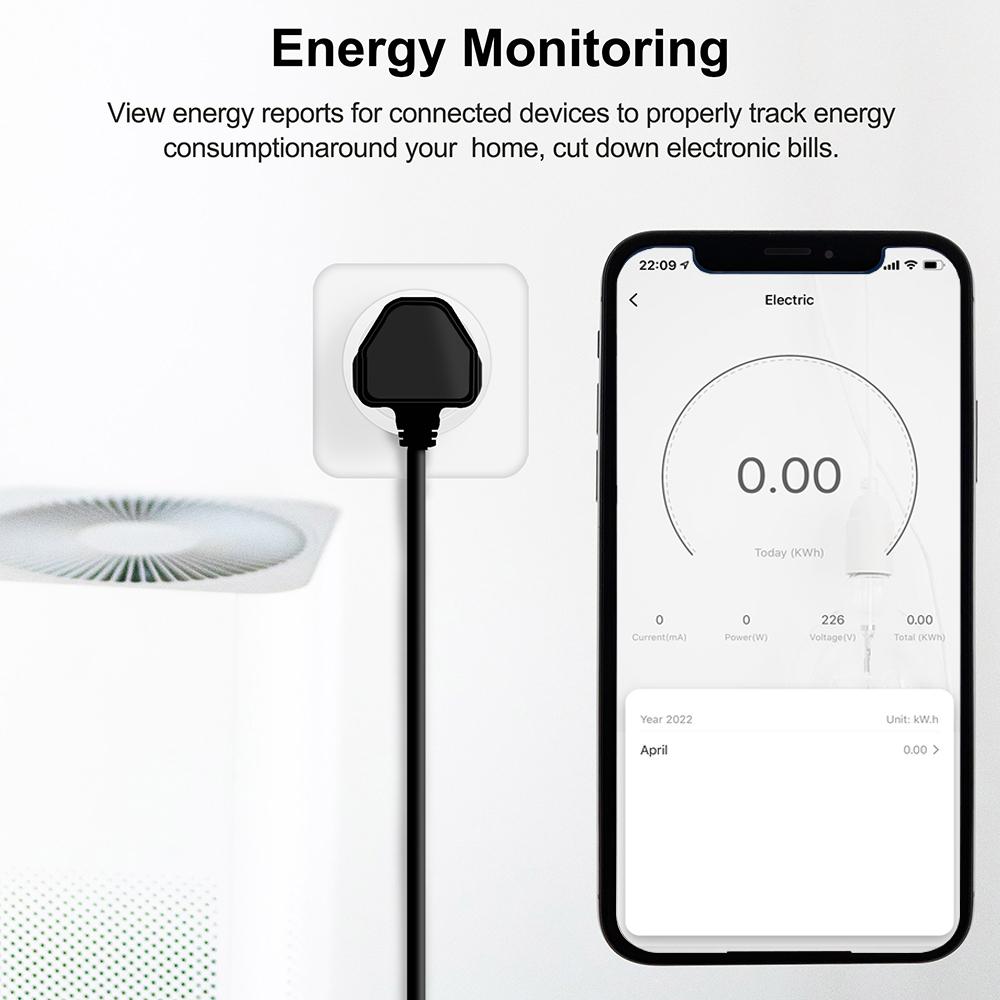 Умная розетка Tuya Wi-Fi 20a, британская мини-умная розетка, монитор мощности, розетка для синхронизации, голосовое приложение, дистанционное управление, работает с Google Home Alexa