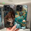 Для iPhone 16 15 Pro Max Plus 16E SE 2025 Закаленное Стекло Чехол для Телефона Крутой Мультяшный Тигр Дракон Защита Камеры Жесткая Задняя Крышка