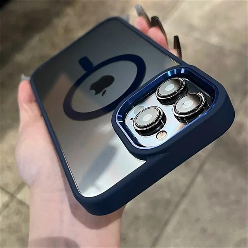 Магнитный роскошный прозрачный защитный чехол для беспроводной зарядки Magsafe для iPhone 16 15 14 Plus 13 12 11 Pro Max противоударный бампер