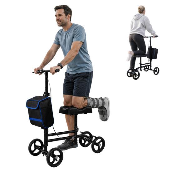 Crutch Alternative Portable Knee Scooter with Adjustable Hand Brake Foldable Lightweight Leg Walker for Foot & Ankle Injuries Post-Surgery Recovery