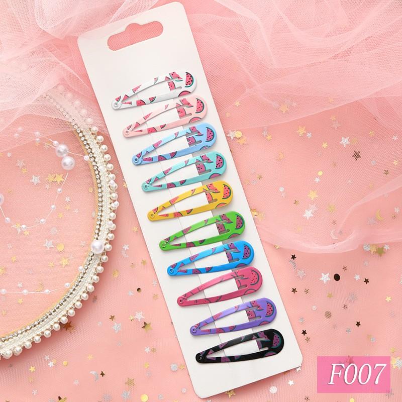 10 шт., милые заколки для волос с мультяшным принтом высокого качества для детей, однотонные заколки для волос Matel, аксессуары для волос для девочек, заколки