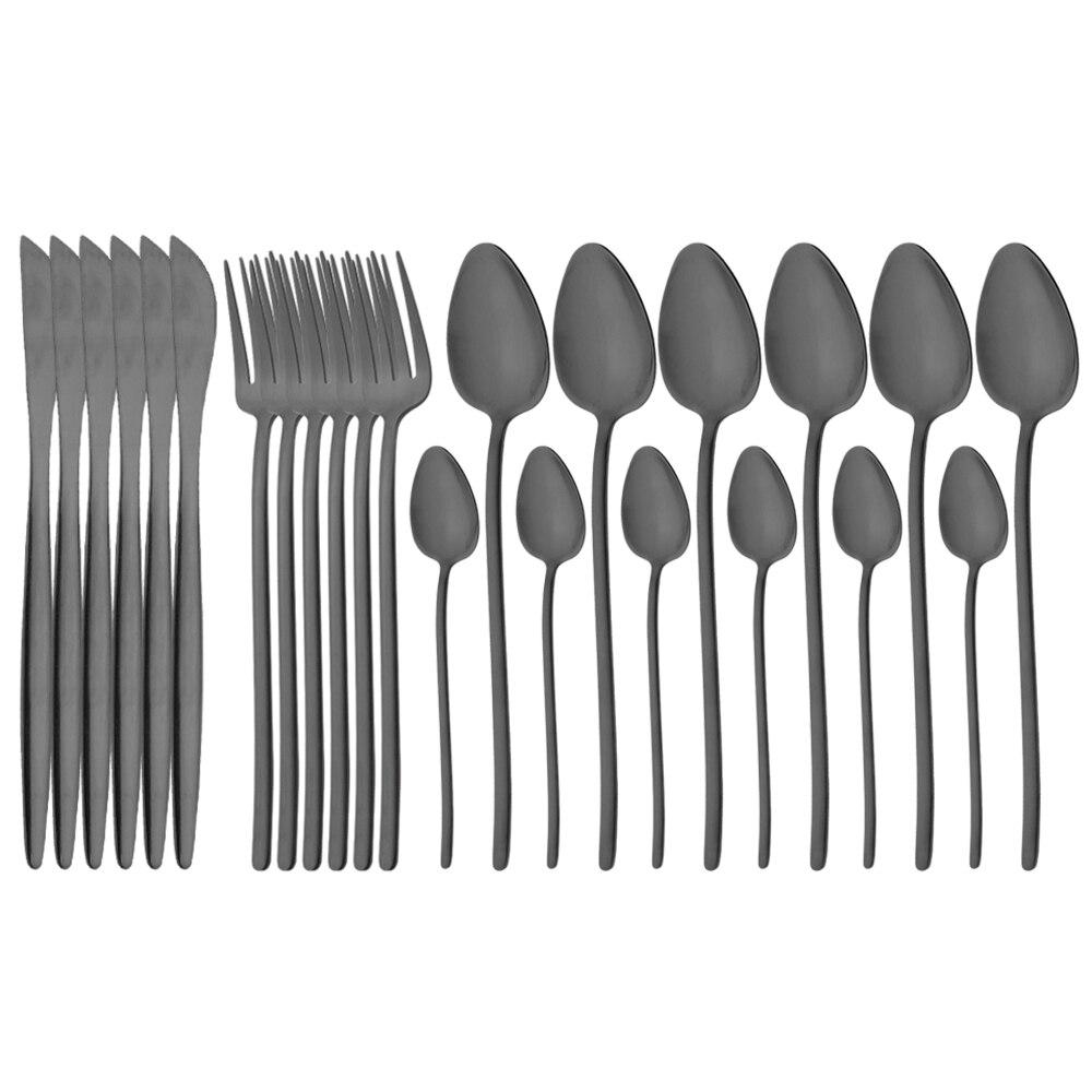 24Pcs Tableware Set for 6 Pink Matte 304 Stainless Steel Dinnerware Set Gold Dinner Cutlery Spoon Fork Knife Western Flatware