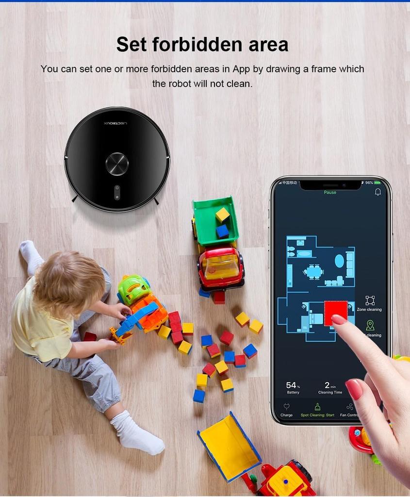 Liectroux X6 Robot Vacuum Cleaner, 6500Pa Suction, LDS Laser Navigation, 235ml Water Tank, 400ml Dustbin, 5 Maps Saved