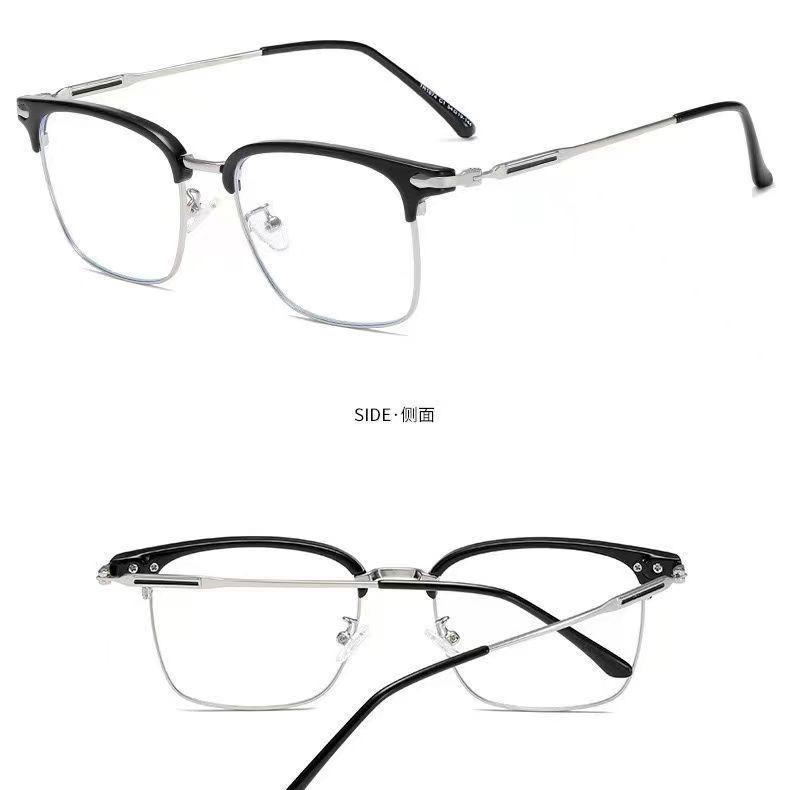 New black myopia glasses men's casual business half frame anti-blue high definition glasses frame women's tide