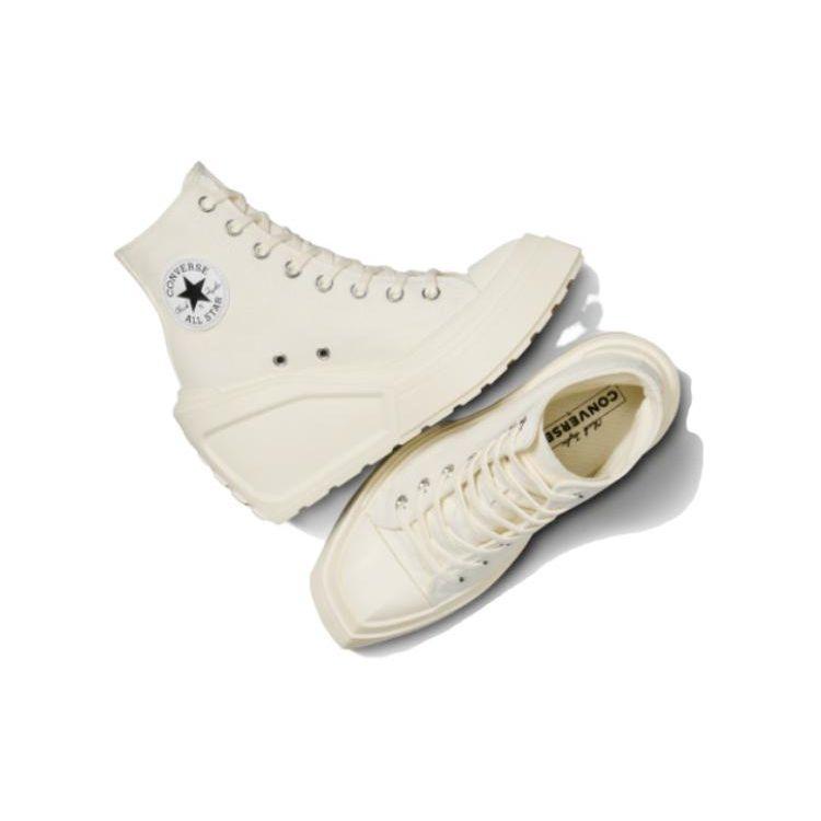 Converse Женские кроссовки Chuck 70 De Luxe на танкетке Egret кремово-черные белые A06479C