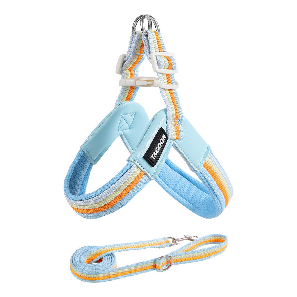 Дышащая шлейка с цветными блоками и поводок для маленьких/средних собак - Тедди, Сиба-ину