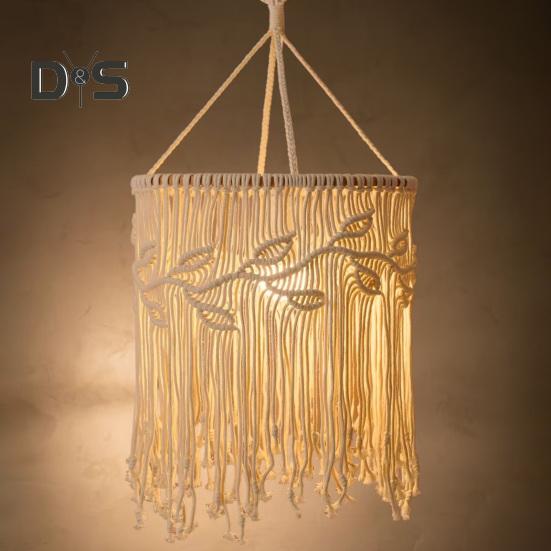 Абажур в стиле бохо с плетением, абажур ручной работы из макраме в стиле бохо, подвесной абажур из хлопковой веревки для спальни, гостиной, декора