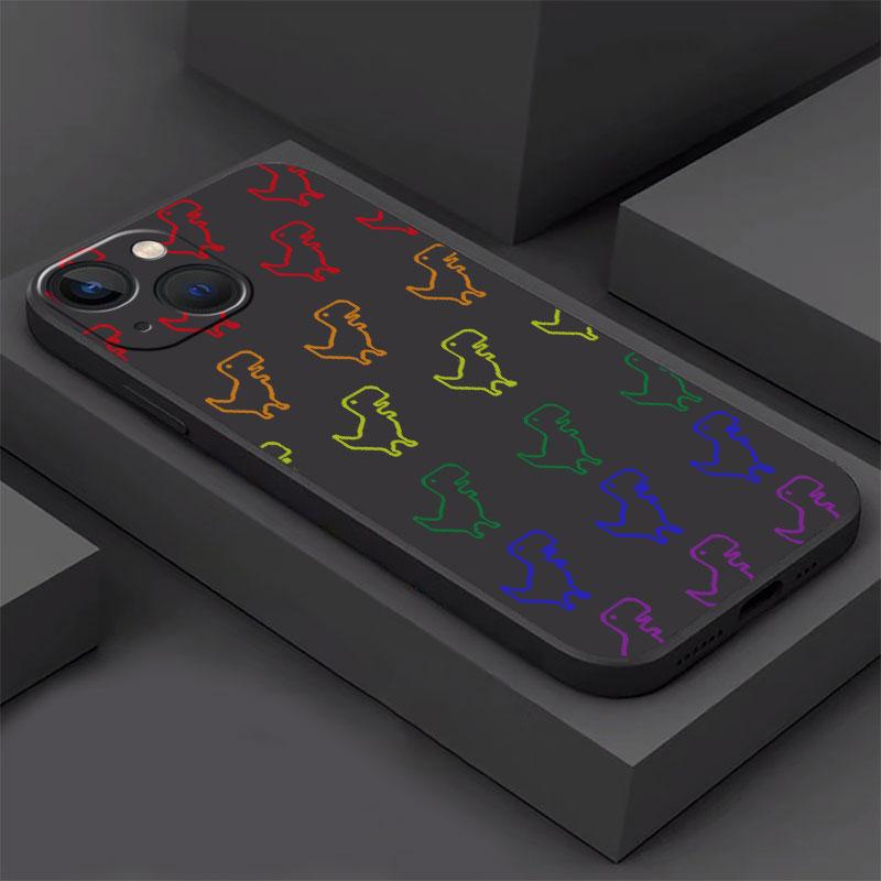 Чехол для Apple iPhone 14 13 11 12 Pro 7 XR X XS Max 8 Plus 6 6S SE 2022 13Pro, черный мягкий телефон, милый маленький динозаврик