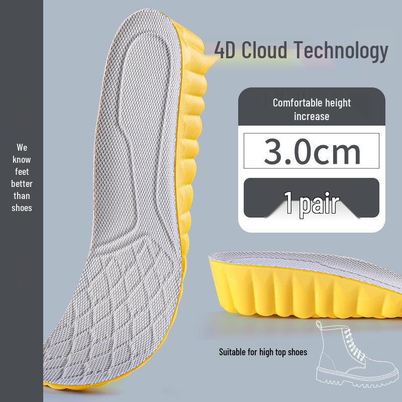 Unisex Odor-Resistant Shock-Absorbing Height-Increasing Insoles - Breathable & Invisible for Shoes and Boots