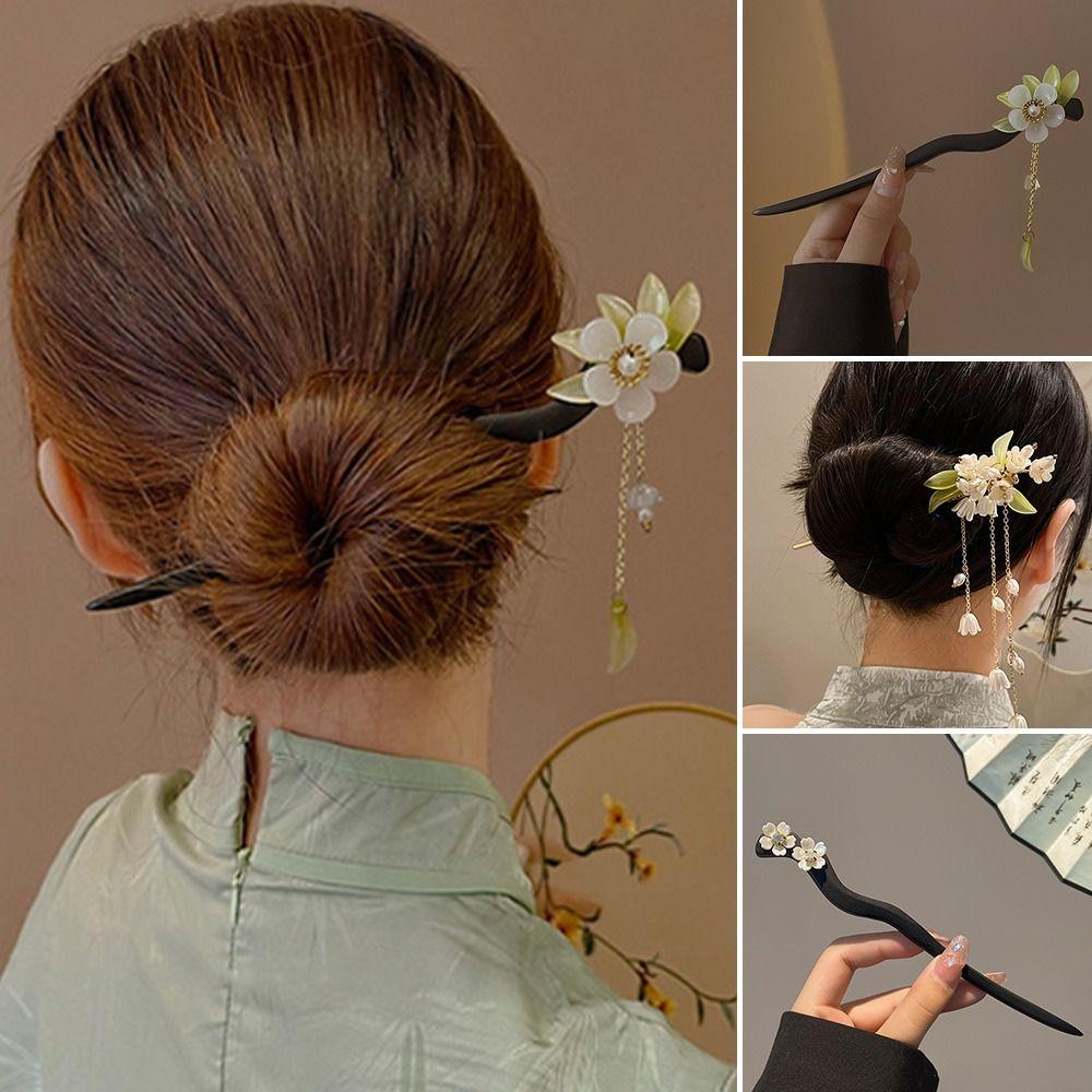 Handmade Hair Styling Tools Wooden Jewelry Accessories Hairpin Hair Clips Tassel Hair Sticks