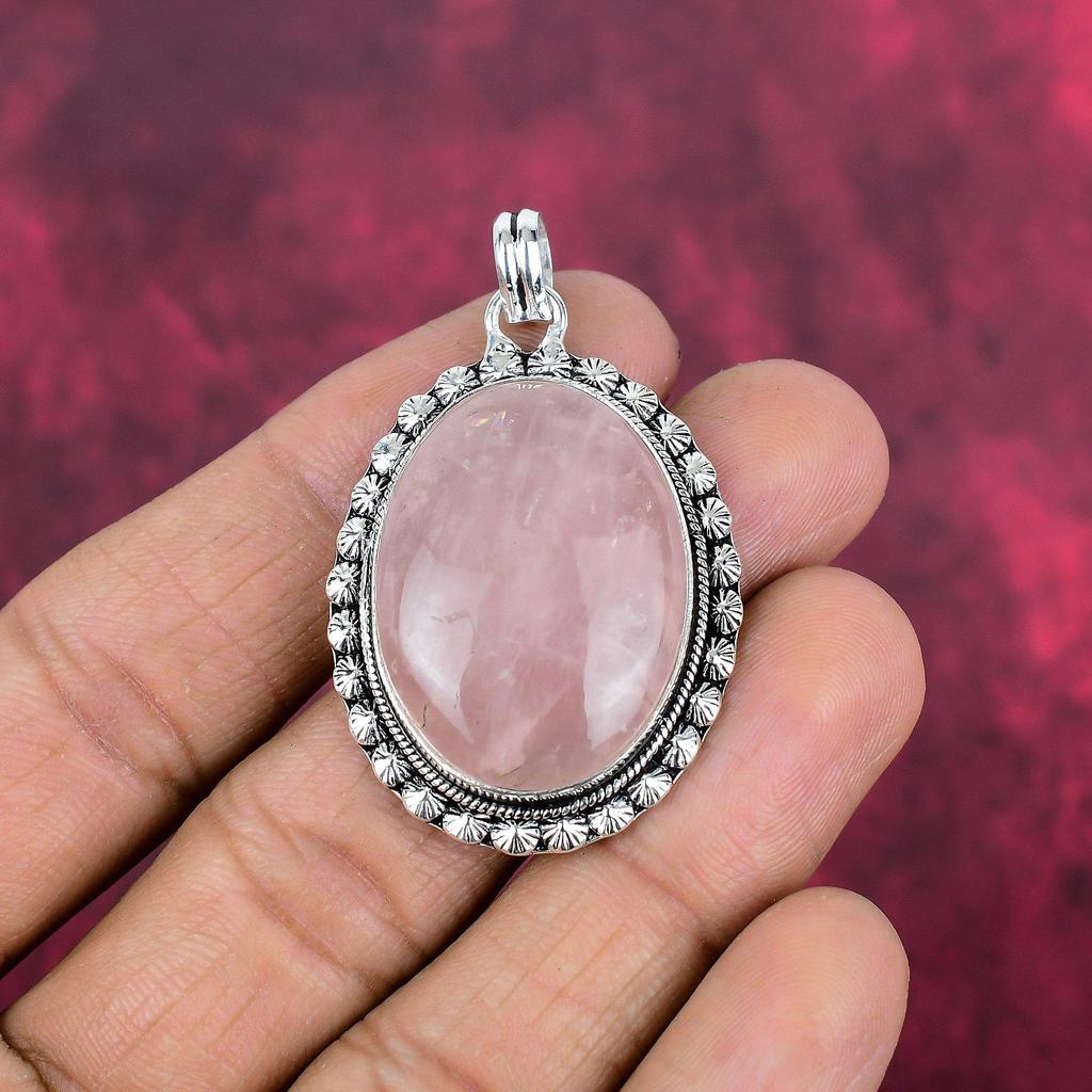 Ювелирные изделия из розового кварца, кулон из стерлингового серебра 925 пробы, ювелирные изделия ручной работы с драгоценными камнями, подарки для жены, абсолютно новый кулон