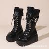 Platform Boots Riveted Buckle Wedges High Women's Boots Punk Spice Chic Biker Rider Boots