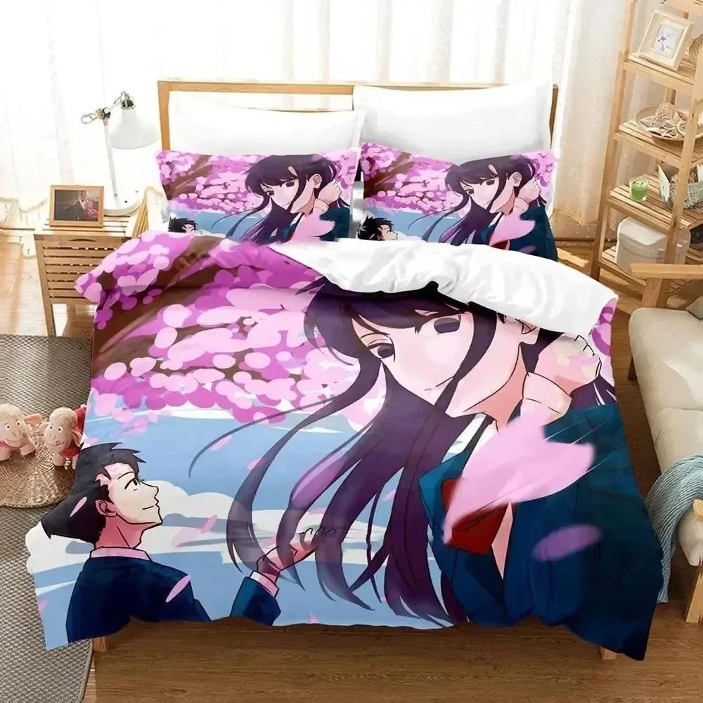 3D Print Anime Komi Can't Communicate Comfortable Duvet Cover Pillowcase Bedding Set Children Bedroom Decoration Home Textile