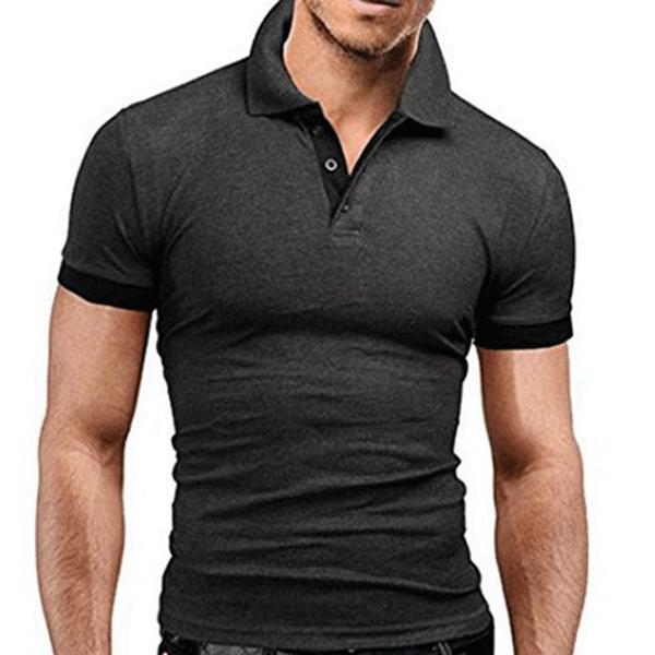 MaleWardrobe Fashion Polos Summer Men's Slim Lapel Solid Color T-Shirt