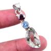 Natural Green Amethyst,Blue Topaz Gemstone 925 Solid Silver Pendant 1.75'' M7l69