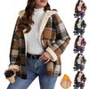 Ladies' Loose Comfortable Casual Fashionable Zipper Hooded Plaid Printed Jacket
