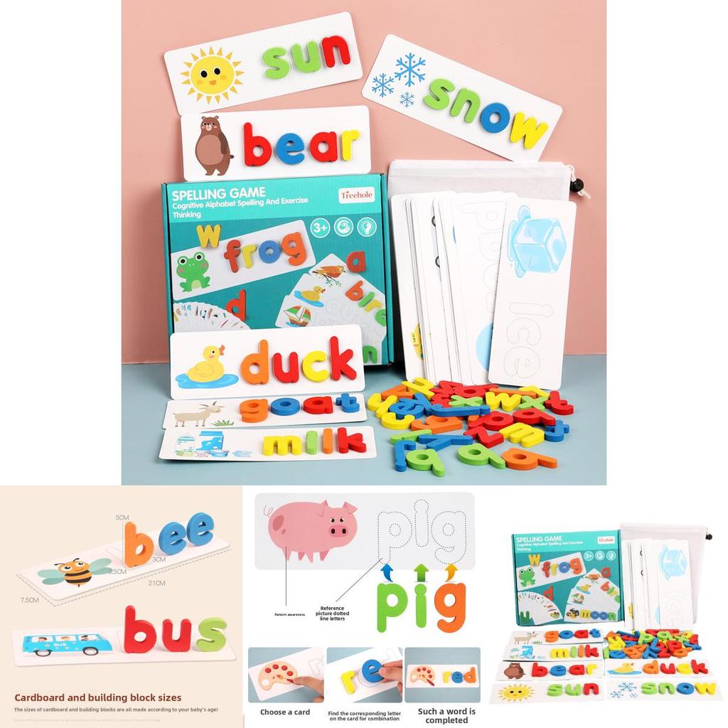 Деревянный пазл с алфавитом для детей, развивающая игрушка с составлением слов для дошкольного обучения