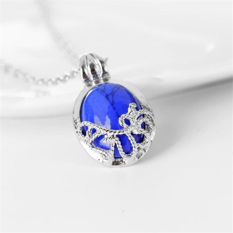 The Vampire Diaries Necklace Elena Gilbert Necklaces for Women Movie Jewelry Charm Katherine Klaus Forbes Blue Stone Choker