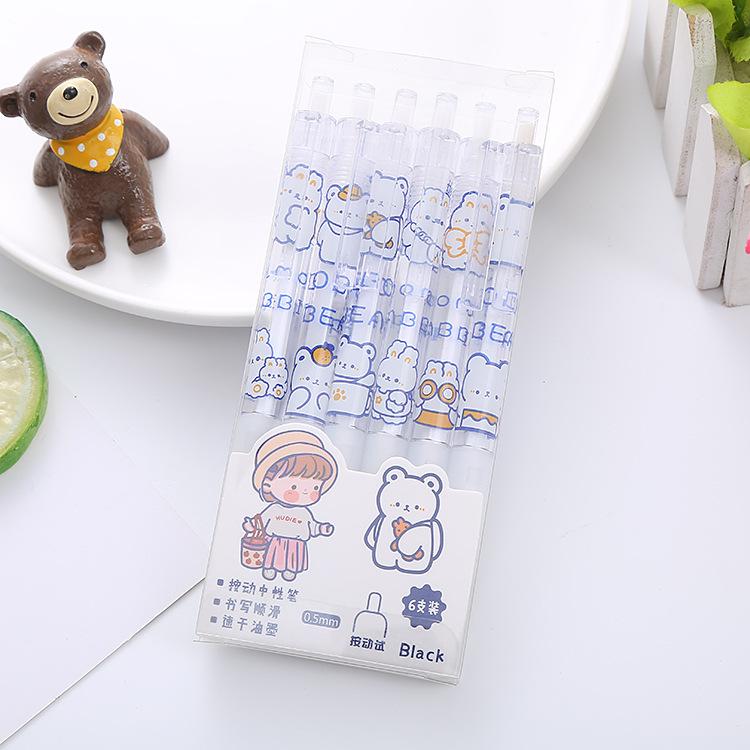 6шт. Ручка для печати, креативная, студенческая, высокая, красивая, нейтральная ручка, симпатичная, офисная, канцелярская, ручка для подписи на водной основе