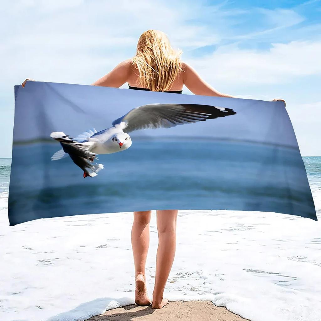 Seagull Beach Towel,Microfiber Beach Towel Fast Drying,Sand Free Beach Towel Super Lightweight Towels For Swimming Pool,Camping
