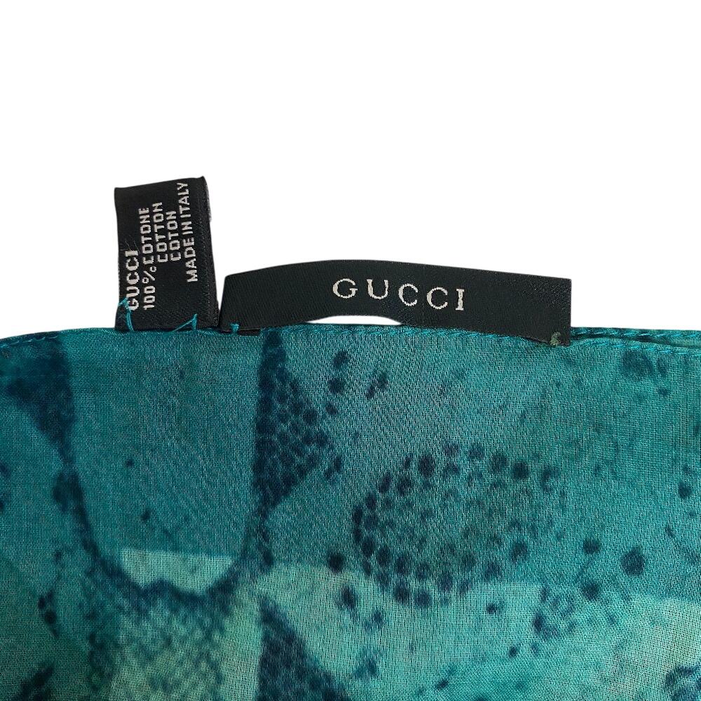 GUCCI Python Pattern cotton scarf green cotton Women Used