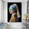 Banksy Style Print Altered Wall Art Girl with a Pearl Earring Poster Vintage Portrait Funny Canvas Painting Gallery Home Room