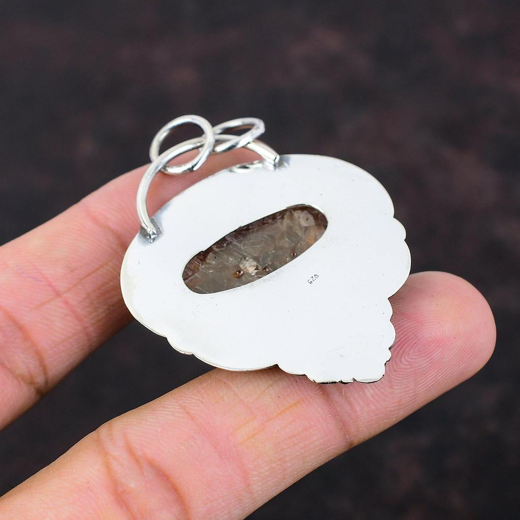 Подвеска из солнечного камня ручной работы в стиле бохо Ювелирные изделия из стерлингового серебра 925 пробы Подвеска из настоящего драгоценного камня Подарок для него Цветочные украшения Замечательный кулон