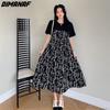 DIMANAF женское 2023 плюс размер новое летнее платье с цветочным принтом платье в стиле пэчворк шифоновое длинное платье-футболка свободные модные базовые платья