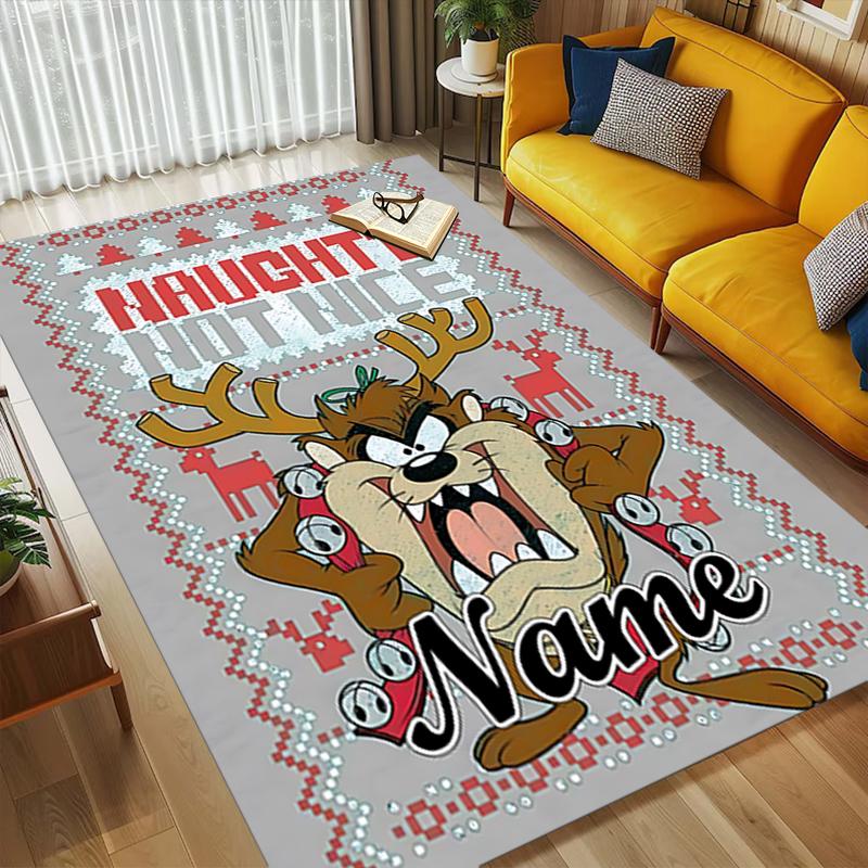 Custom Name Tazmanian Devil Living Room Non-Slip Area Rug Soft Carpet for Bedroom Kids Playroom Sofa Office Home Decor Doormat