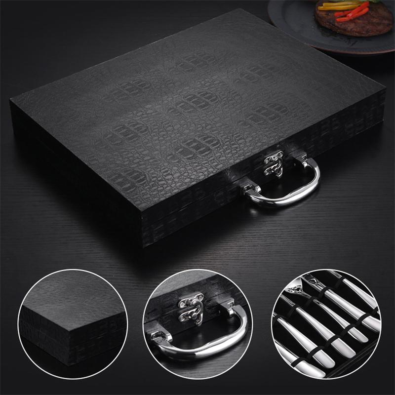 High Grade Steak Knife, Fork and Plate Set Household Tableware Set with Box Cutlery 304 Stainless Steel Spoon Knife and Fork Set