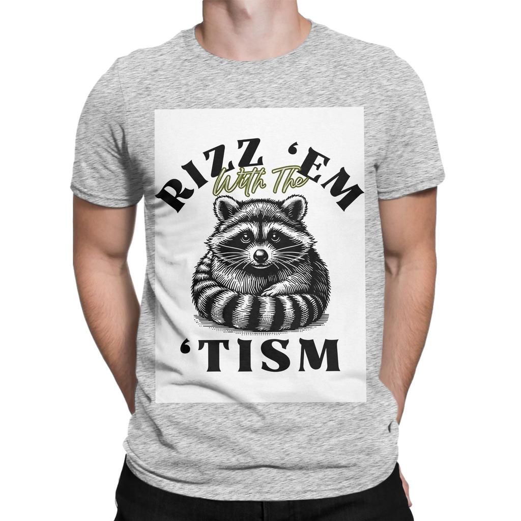 Aautism Funny Rizz Em With The Tism Autistic Racoon Graphic 100 Cotton Tshirt Aautism Racoon Tops Tees For Unisex