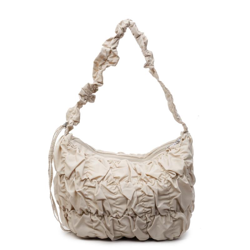 Sense of Luxury High Quality Wrinkles Cloth Shoulder Bags Solid Zipper Popularity Personality Crossbody Bags for Women 2025 New