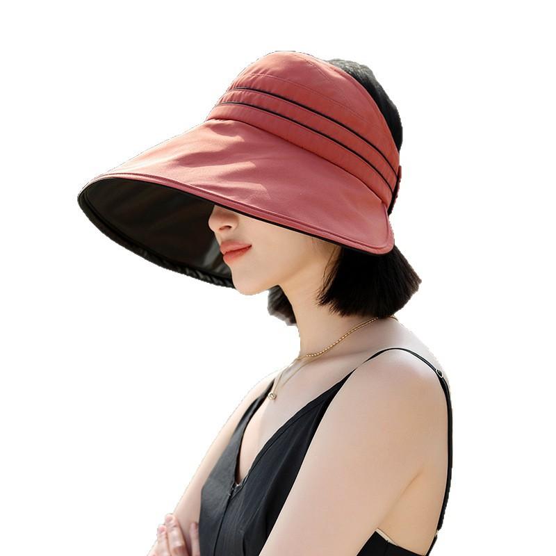 New matte vinyl sunscreen women's summer UV protection big brim sun hat outdoor empty top sun shows small face