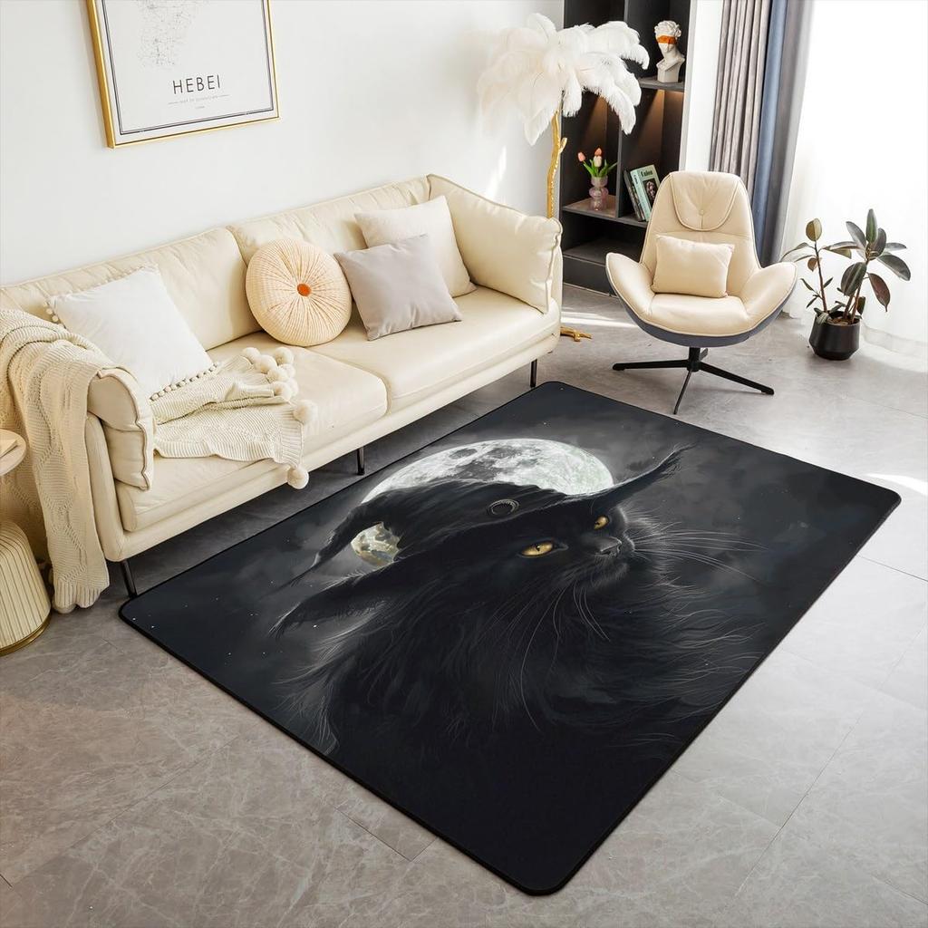 Black Cat Carpet Kawaii Cat Area Rug For Bedroom Living Room Bathroom Decor Entrance Doormat Cartoon Pet Cats Print Floor Mat