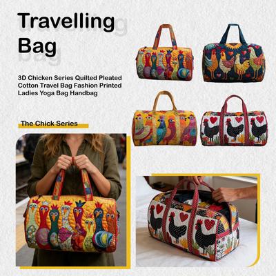3D Серия "Курица" Стеганая Плиссированная Хлопковая Дорожная Сумка Модная Принтованная Женская Сумка для Йоги Сумка