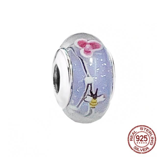 Стерлингового серебра 925 пробы, белый, красный, синий, счастливый четырехлистный клевер, муранское стекло, очаровательные ювелирные изделия, бусины, подходят для милого модного браслета