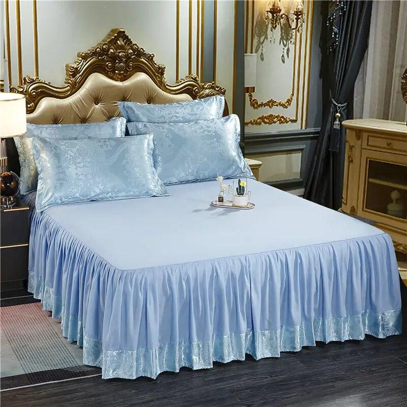 Plush Jacquard Bed Skirt Three-piece Sheet Bed Anti-slip Double Bed Spread Queen King Size Mattress Protective Cover