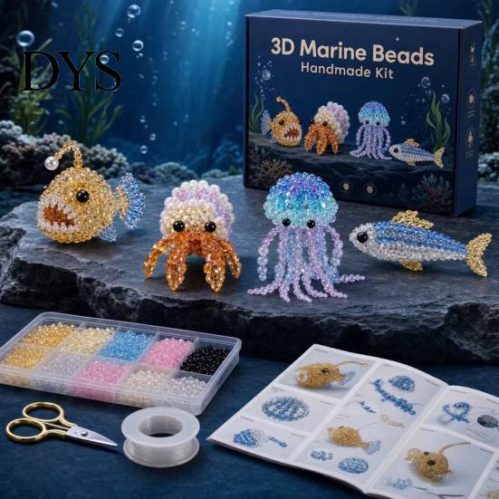 3D Набор Животных из Бисера Маленький DIY Набор, Милые Мини Морские Обитатели Вышивка Бисером Расслабляющее Хобби Набор для Создания Искусства из Бисера Ручной Работы для Взрослых, Проект для Влюбленных