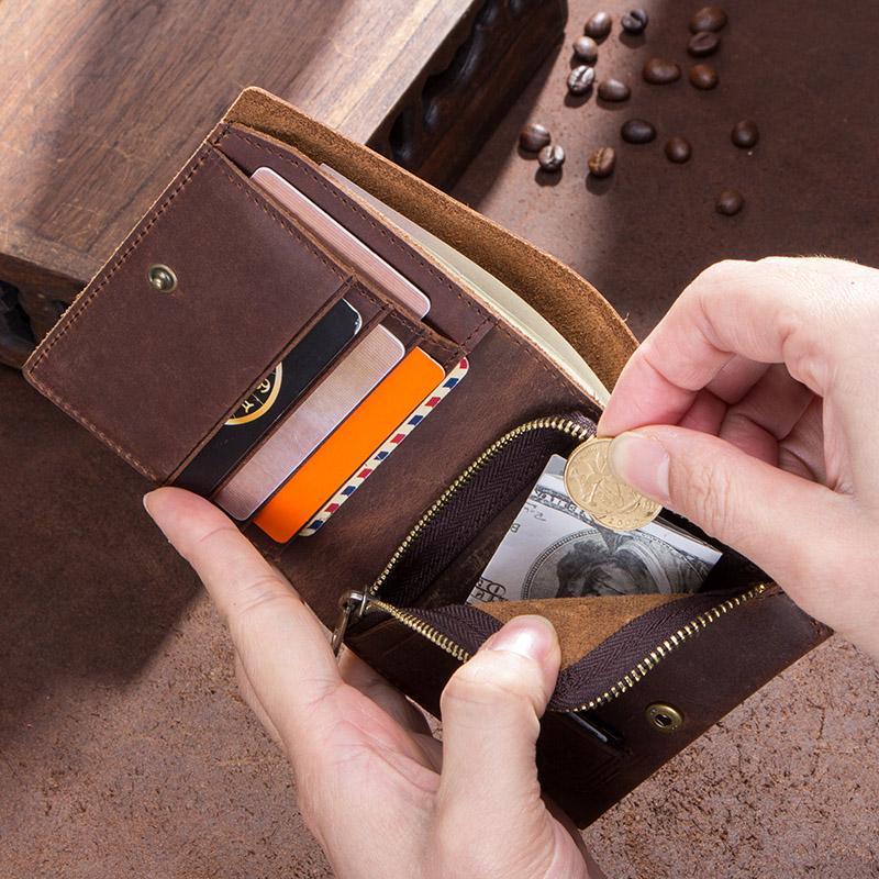 Мужской кошелек из натуральной кожи CONTACT'S, тонкий кошелек для монет, мужской держатель для карт