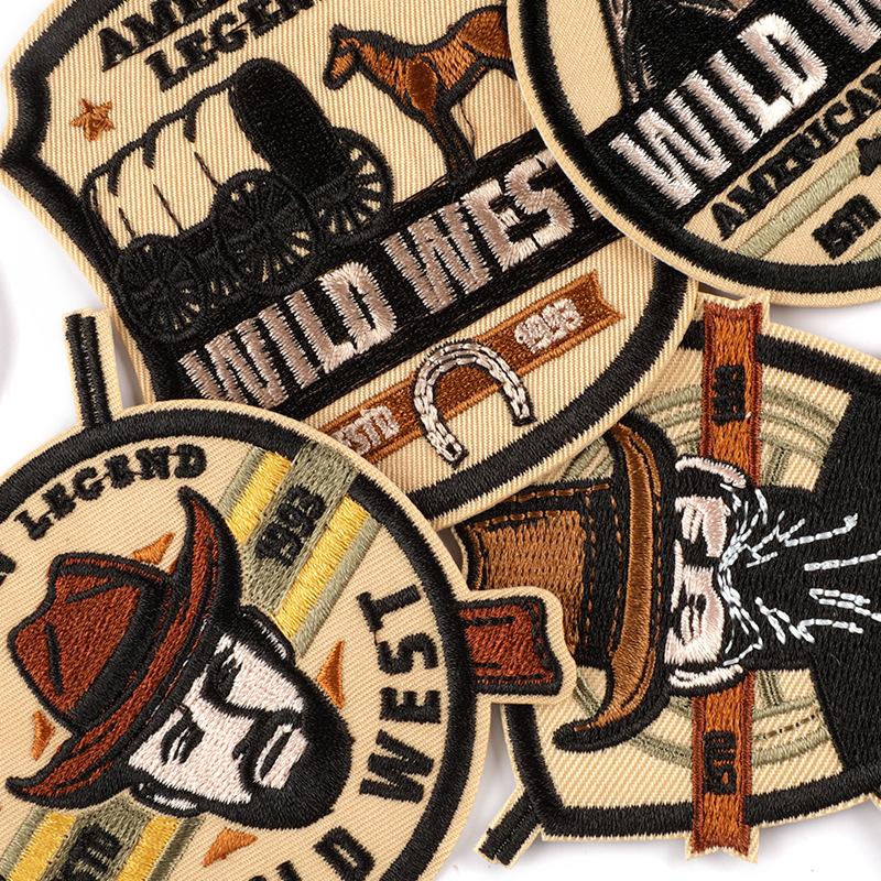 Вышитый логотип, значок, круглая персонализированная нашивка, наклейка, нашивка, наклейка в стиле вестерн, нашивка, аксессуары, наклейка из ткани