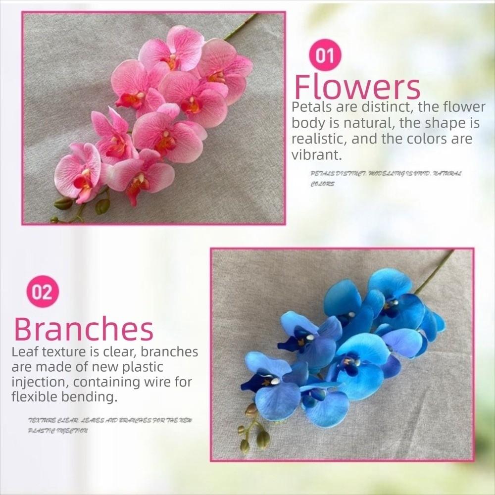 8-Head Arrangement Artificial Butterfly Orchid Velvet Texture Fake Phalaenopsis  Wedding Hall