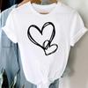 (Asian Size) Love Heart Cute 90s Clothing Casual Flower Women Tee Top Fashion Short Sleeve T Shirt Print Lady Female Graphic T-shirts