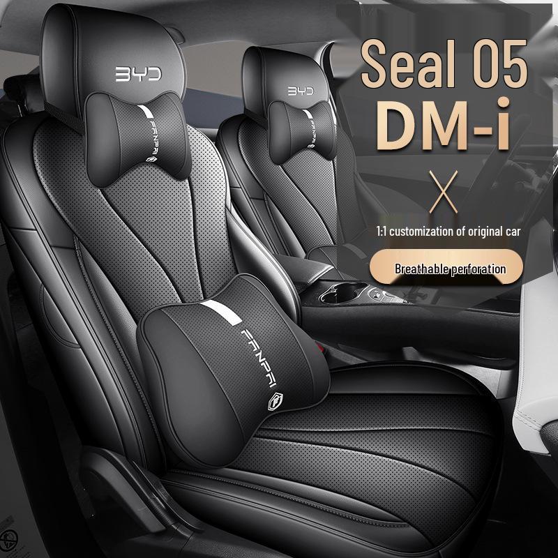 Всесезонные автомобильные чехлы-подушки из натуральной кожи для BYD Seal 05DM-i - Универсальная посадка на пять сидений