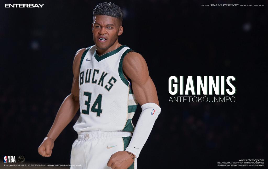 Real Masterpiece NBA Collection Giannis Antetokounmpo Collectible Figure White Large 653407 1/6